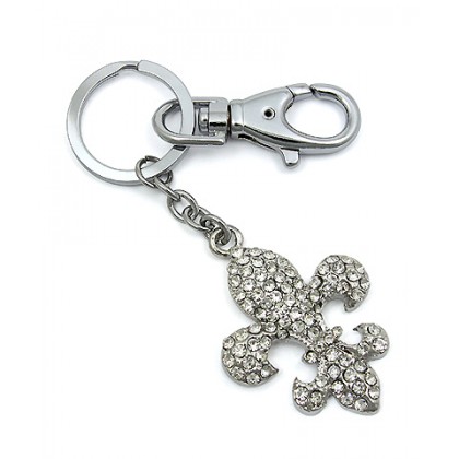 Key Chain - 12 PCS - Rhinestone Fleur De Lis - KC-GK1129